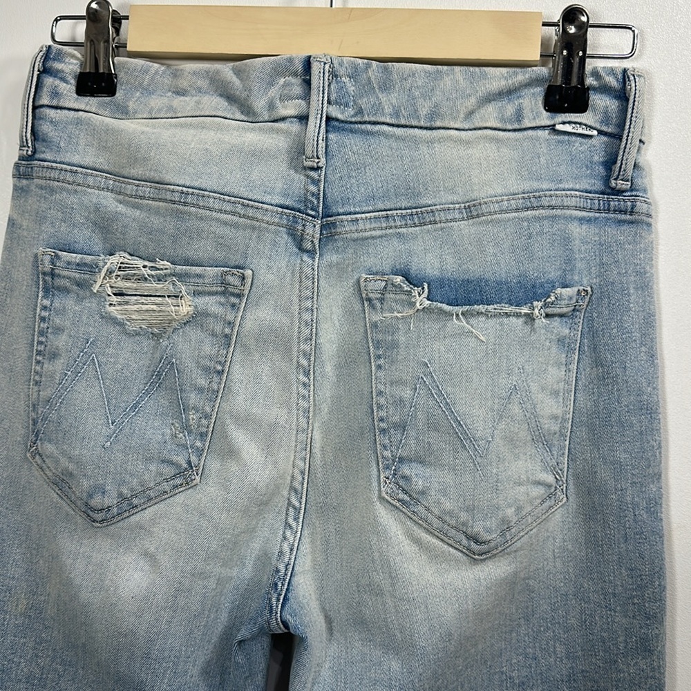 Mother The Pixie Ankle Fray Light Wash Distressed button fly jeans size 26 - Picture 7 of 14